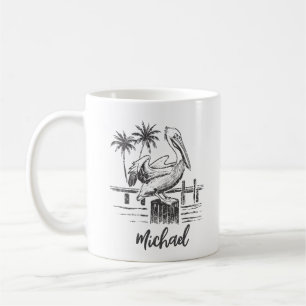 Personlig Namn pelikan vid Träd vid Handflatan Kaffemugg