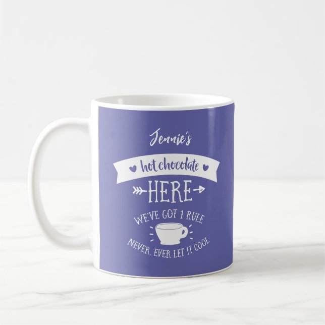 Personlig Namn Periwinkle Hett Chocolate Mugg (Vänster)