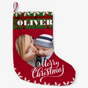 Personlig Namn Photo God jul Stocking Liten Julstrumpa