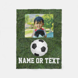 Personlig Namn Photo Soccer Grass Boys Fleecefilt