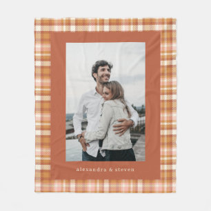 Personlig Namn Photo Warm Earthy Gingham Play Fleecefilt