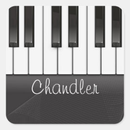 Personlig NAMN Pianist Piano Nycklar Music Lärare Fyrkantigt Klistermärke