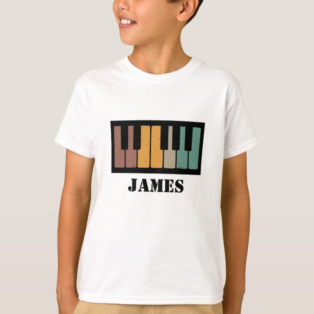 Personlig Namn Pianist Piano Nycklar T Shirt (Framsida)