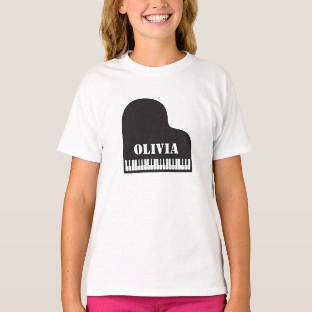Personlig Namn Pianist Piano Nycklar T Shirt (Framsida)