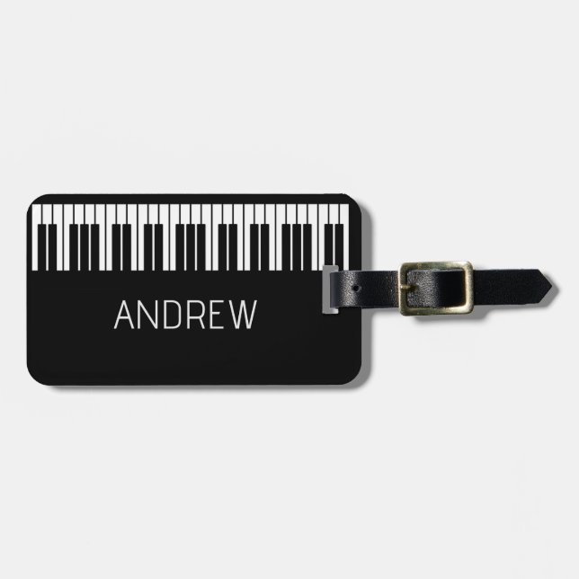 Personlig Namn Piano Musician Gift Bagagebricka (Horisontell Framsida)