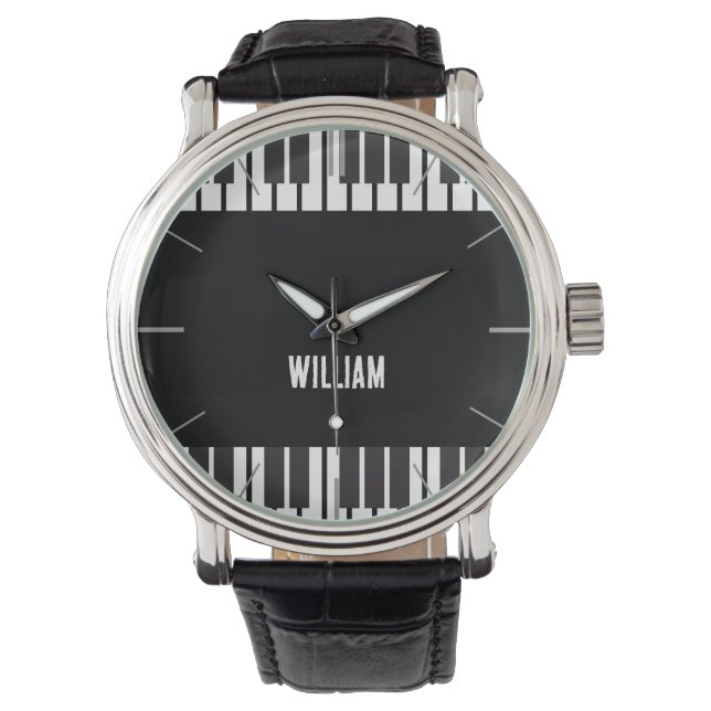 Personlig Namn Piano Tangentbord Musician's Armbandsur (Framsida)