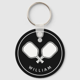 Personlig Namn Pickleball Black & White Nyckelring