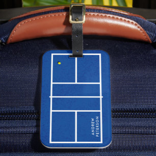 Personlig Namn Pickleball Court Blue Bagagebricka