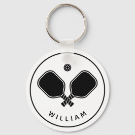Personlig Namn Pickleball White & Black Nyckelring