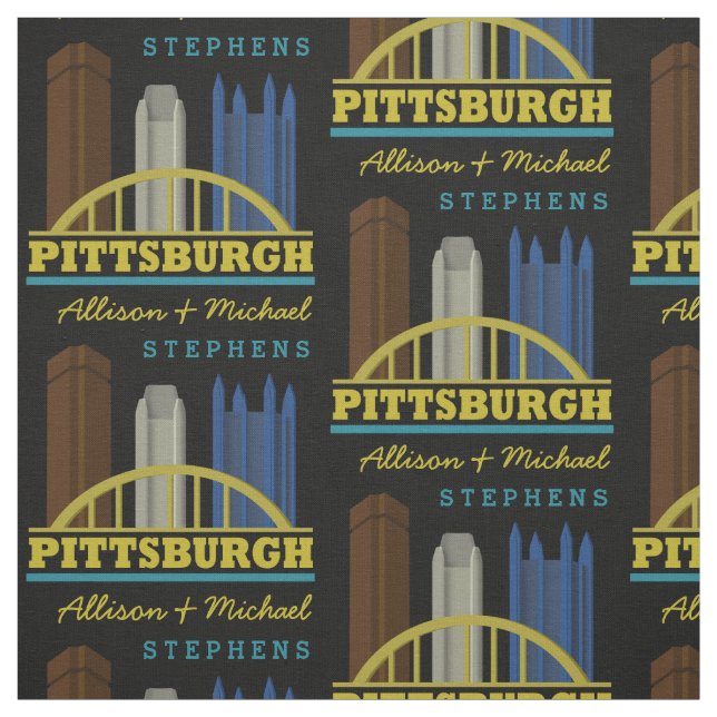 Personlig Namn Pittsburgh Pennsylvania Skyline Tyg (Provkarta)