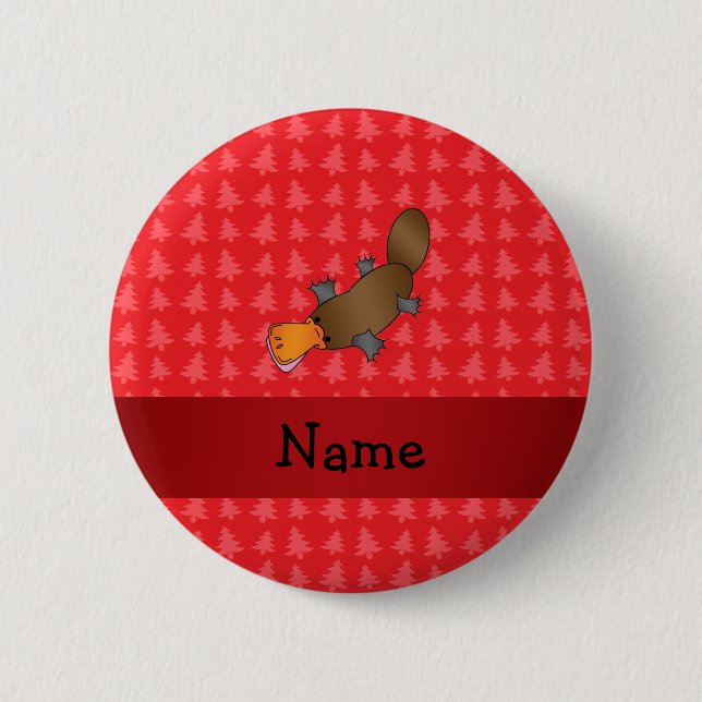 Personlig namn platypus red julgranar knapp (Framsida)