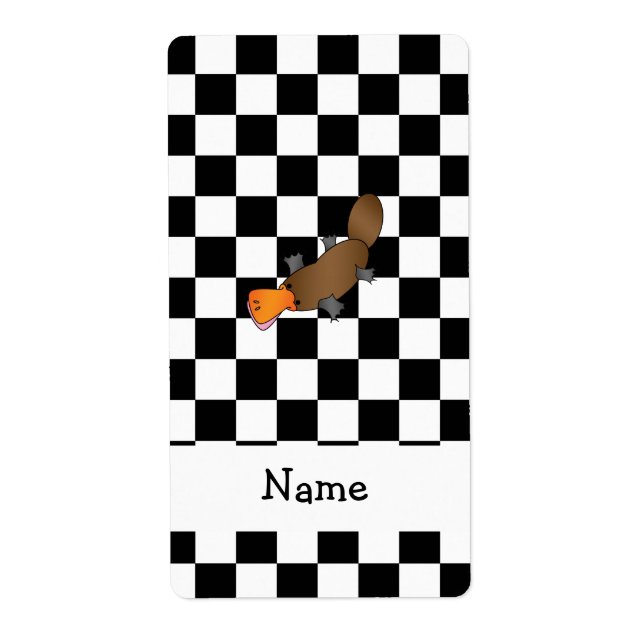 Personlig namn platypus svarta vita checkers fraktsedel (Framsidan)