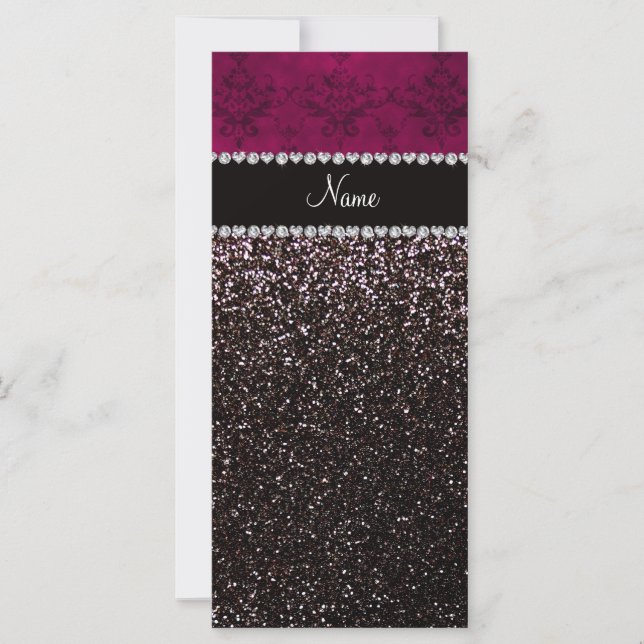 Personlig namn plommondamm, rosa, svart glitter (Framsida)