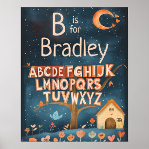 Personlig Namn Pojke Nursery Alphabet Poster