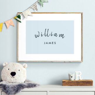 Personlig namn pojkrum Pastellblå Poster