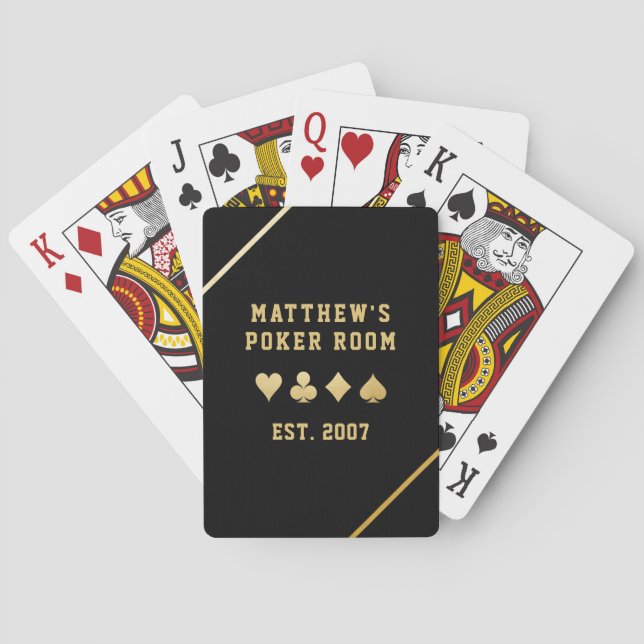 Personlig Namn Poker Room Guld Kostym Casinokort (Baksidan)