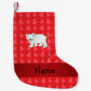 Personlig namn polar bär röd julgranar liten julstrumpa