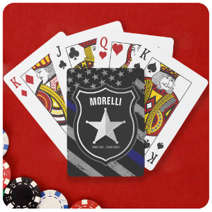 Personlig NAMN polischef sheriff Cop Flagga Casinokort