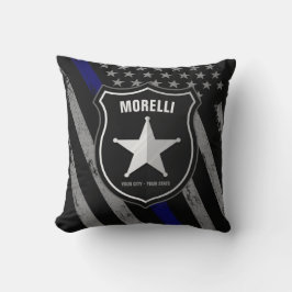 Personlig NAMN polischef sheriff Cop Flagga Kudde