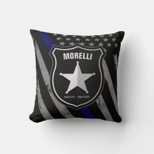 Personlig NAMN polischef sheriff Cop Flagga Kudde