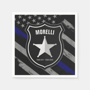 Personlig NAMN polischef sheriff Cop Flagga Pappersservett