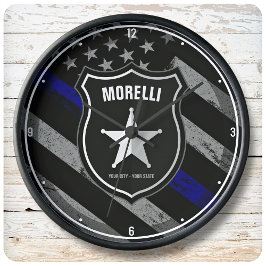 Personlig NAMN polischef sheriff Cop Flagga Stor Klocka