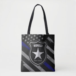 Personlig NAMN polischef sheriff Cop Flagga Tygkasse