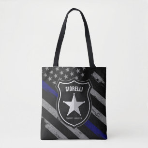 Personlig NAMN polischef sheriff Cop Flagga Tygkasse