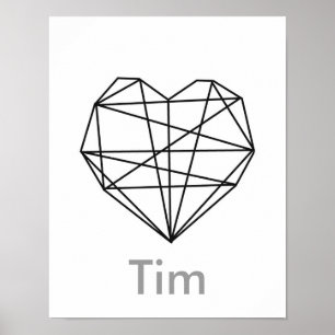 Personlig Namn Poster geometrisk hjärtform