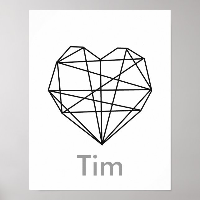 Personlig Namn Poster geometrisk hjärtform (Framsidan)