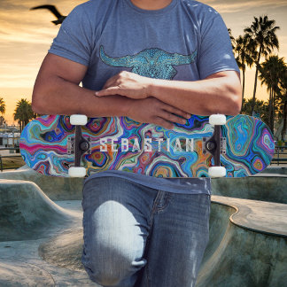 Personlig Namn Psychedelic Abstrakt Skateboard