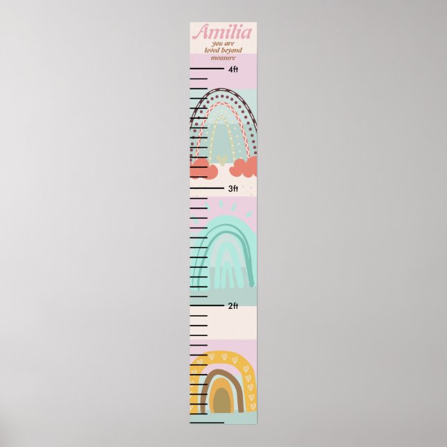 Personlig Namn Rainbow Boy Growth Poster (Framsidan)