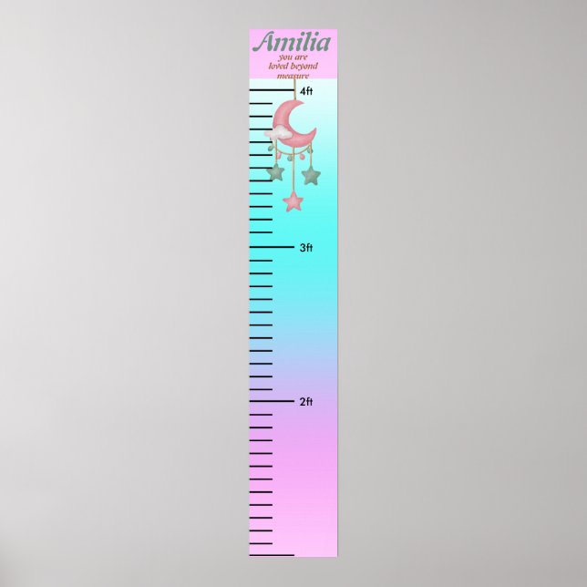 Personlig Namn Rainbow Boy Growth Poster (Framsidan)