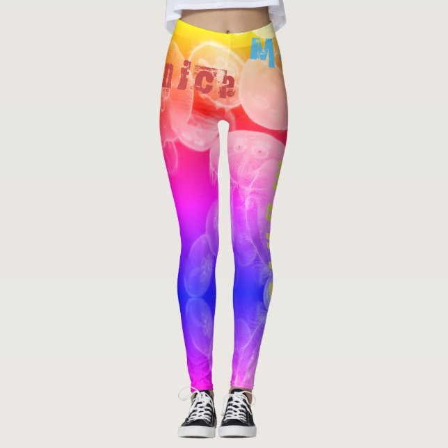 Personlig Namn Rainbow Jellyfish Leggings (Framsida)