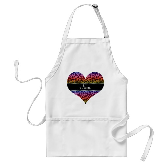 Personlig namn rainbow leopard mönster förkläde (Framsidan)