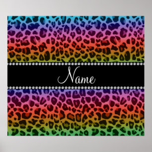 Personlig namn rainbow leopard mönster poster