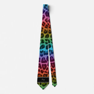 Personlig namn rainbow leopard mönster slips