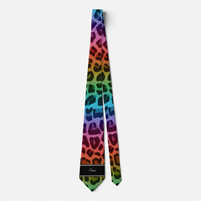 Personlig namn rainbow leopard mönster slips (Framsida)