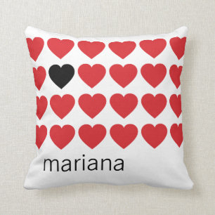 Personlig Namn Red Black Hearts Valentines day Kudde