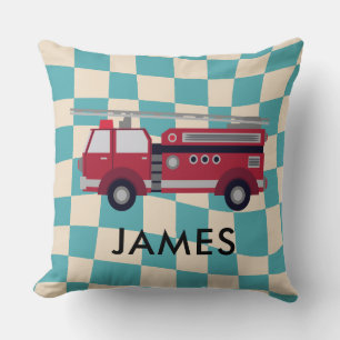 Personlig Namn Red Fire lastbil Cushion Kudde