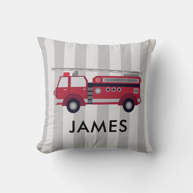 Personlig Namn Red Fire lastbil Cushion Kudde (Framsida)
