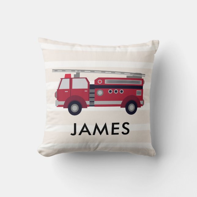 Personlig Namn Red Fire lastbil Cushion Kudde (Framsida)