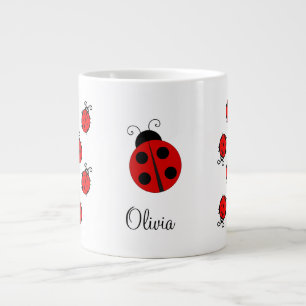 Personlig Namn Red LadyBug Jumbo Mugg