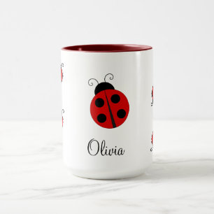 Personlig Namn Red LadyBug Mugg
