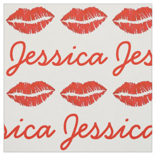 Personlig Namn Red Läppar Lipstick Skriv ut Tyg