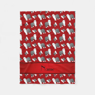 Personlig namn red Old English Sheepdog hundar Fleecefilt