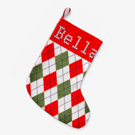 Personlig Namn Red Ugly Sweater Mönster Liten Julstrumpa