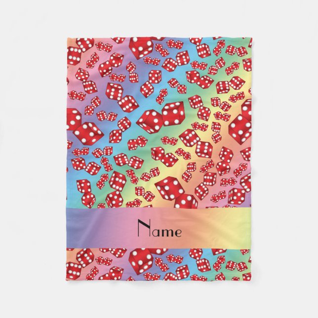 Personlig namn regnbåge mönster fleecefilt (Framsidan)