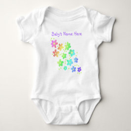 Personlig Namn Regnbågsblommor Baby Bodykosten T Shirt