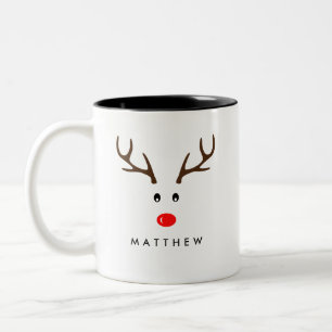 Personlig Namn Reindeer Julafton Helgdag Två-Tonad Mugg